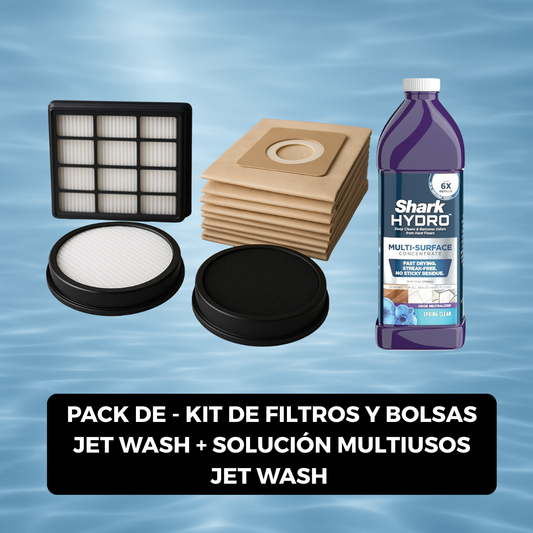 PACK  KIT DE FILTROS Y BOLSAS JET WASH + SOLUCIÓN MULTIUSOS