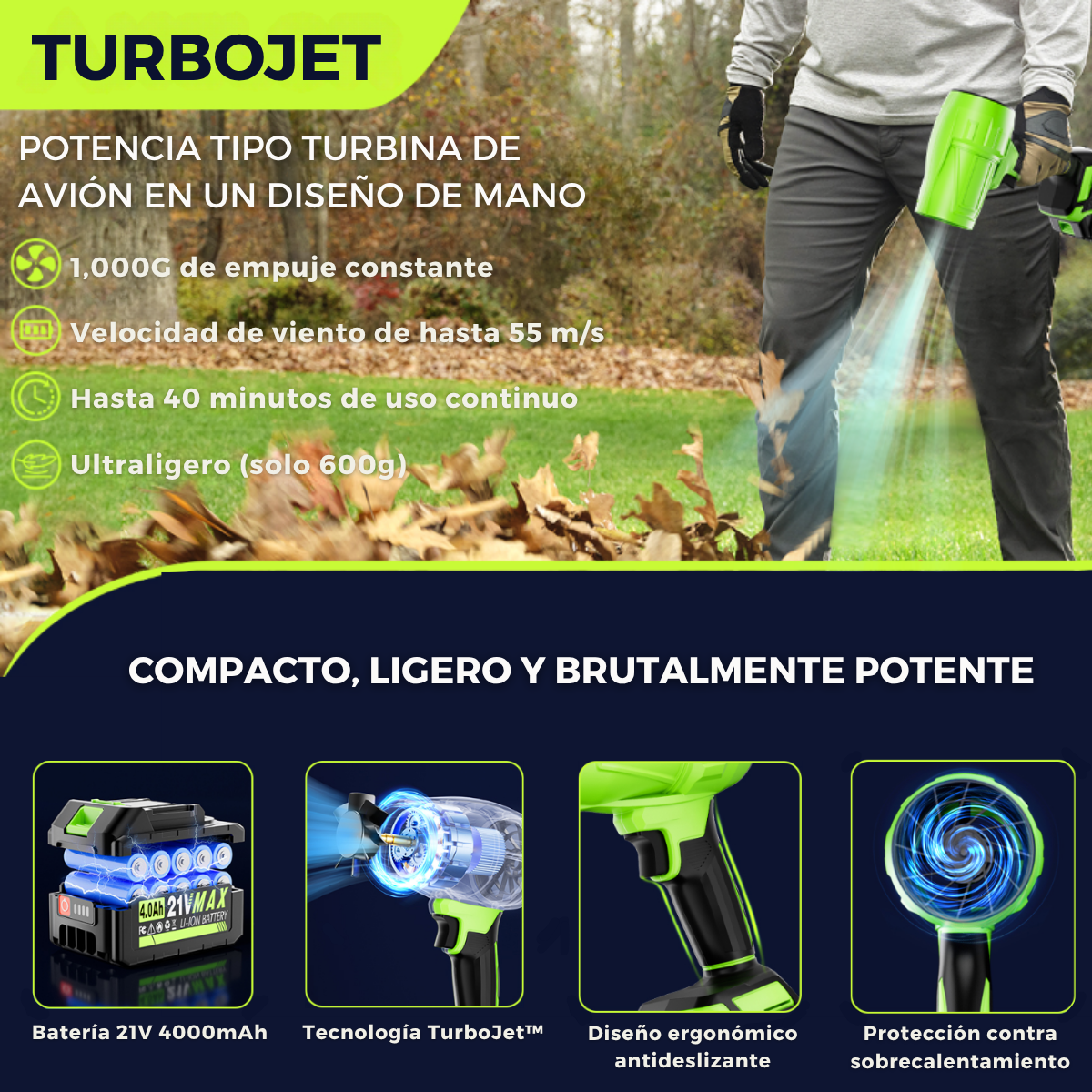 Soplador TurboJet™ - Seca tu auto y limpia tu patio en menos de 5 minutos